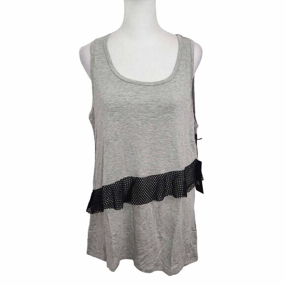 Bebe Sport Gray Tank Top Size Medium NWT Bebe Gray Athleisure Tee - Picture 1 of 8